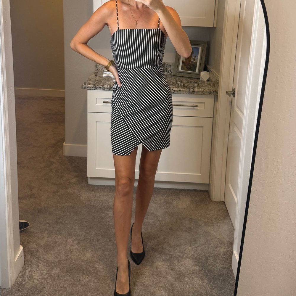 Lulu's Black and White Striped Mini Dress
